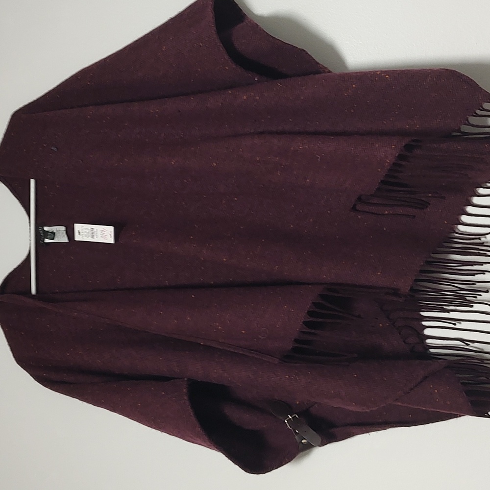 NWT Maroon Fringed Talbots Poncho